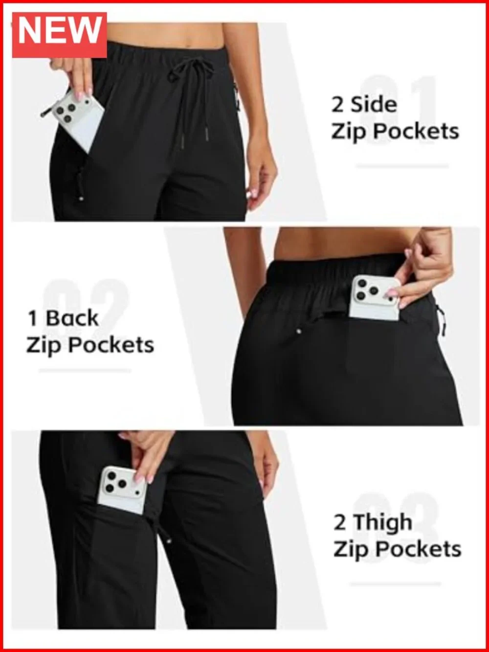 Women's Hiking Cargo Pants Lightweight Quick Dry Water Resistant with Zipper